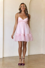 Luxe Enchantment Glitter Mini Dress Pink