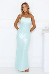 Saltwater Siren Strapless Sequin Maxi Dress Mint