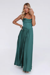 Starlit Kiss Satin Maxi Dress Green