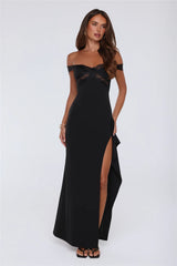 Ethereal Lace Off Shoulder Maxi Dress Black