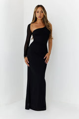 After Dark Luxury One Shoulder Maxi Dress Black