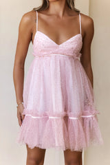 Luxe Enchantment Glitter Mini Dress Pink