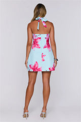 Dreamelle Halter Mini Dress Blue