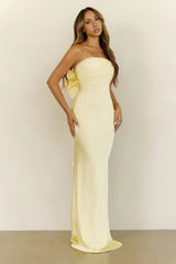 Soft Forever Mood Satin Strapless Maxi Dress Yellow