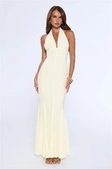 Vibe Dazzle Halter Maxi Dress Yellow