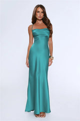 Evening Energy Satin Maxi Dress Green