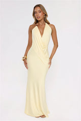 Catch Me Glowing Halter Maxi Dress Yellow