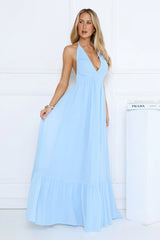 High Key Icon Halter Maxi Dress Blue