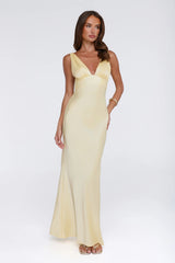 Polished Affair Satin Maxi Dress Butter