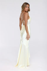 Silker Moments Satin Maxi Dress Yellow