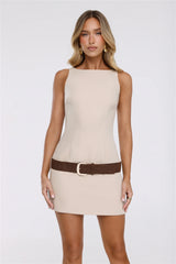 The Influence Edit Mini Dress Beige