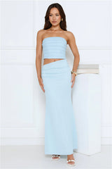 Babe Glow Strapless Maxi Dress Blue
