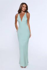 Midnight Luxe Satin Maxi Dress Sage