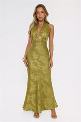 Moodboard Energy Halter Maxi Dress Olive