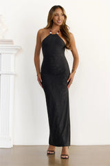 Autumn Muse Halter Maxi Dress Black