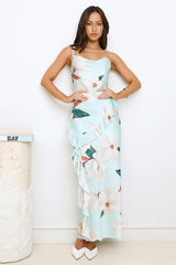 Satin Jasmine Maxi Dress Blue