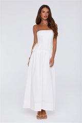 Just Feels Right Linen Blend Strapless Maxi Dress White