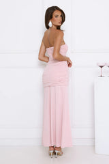 Signature Nights Embellished Strapless Maxi Dress Pink