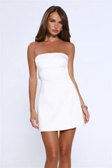 The Best Gift Satin Strapless Mini Dress White