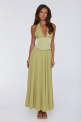 The Secret Waltz Halter Maxi Dress Lime