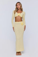 Sun Rose Knit Maxi Skirt Yellow