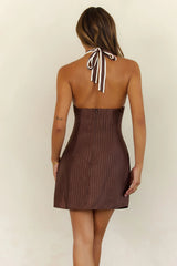Charm Effect Halter Mini Dress Brown