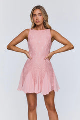 Mood Board Muse Lace Mini Dress Pink