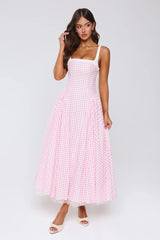Vintage Vows Gingham Maxi Dress Blush