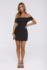 Tailored Allure Off Shoulder Mini Dress Black
