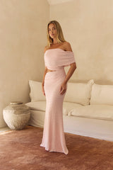 Easy Energy Off Shoulder Maxi Dress Pink