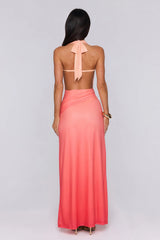 Rose Confession Halter Mesh Maxi Dress Peach