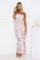 Floral Journey Strapless Maxi Dress Pink