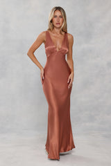 The Isabeau Satin Maxi Dress Bronze