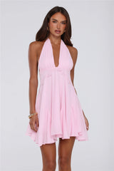 Poppy Kiss Halter Mini Dress Pink
