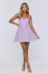 Sunny Orchard Embroidered Mini Dress Lilac