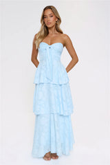 Frost Flare Strapless Maxi Dress Blue