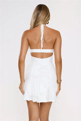Stay Shining Halter Mini Dress White