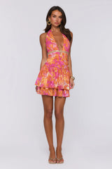 Sunkissed Seduction Halter Mini Dress Orange