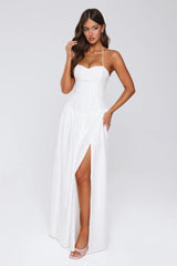 Country Lane Halter Maxi Dress White
