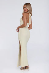 After Dark Affair Halter Maxi Dress Yellow