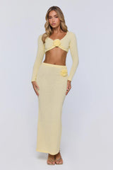 Sun Rose Knit Maxi Skirt Yellow