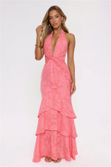 Take The Chance Halter Maxi Dress Coral