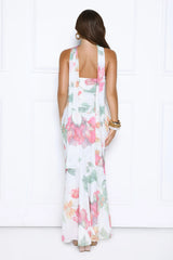 Wildflower Song Strapless Neck Scarf Maxi Dress White