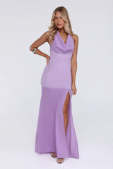 Champagne At Dusk Halter Maxi Dress Purple