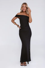 Wild Whimsy One Shoulder Mesh Maxi Dress Black