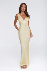 Polished Affair Satin Maxi Dress Butter