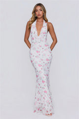 Little Luxe Halter Maxi Dress White