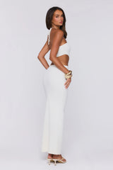 Beachside In Cabo Knit Halter Maxi Dress White