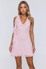 Stay Flawless Lace Mini Dress Pink