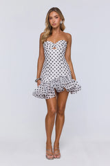 Trends In Focus Strapless Polka Dot Mini Dress White